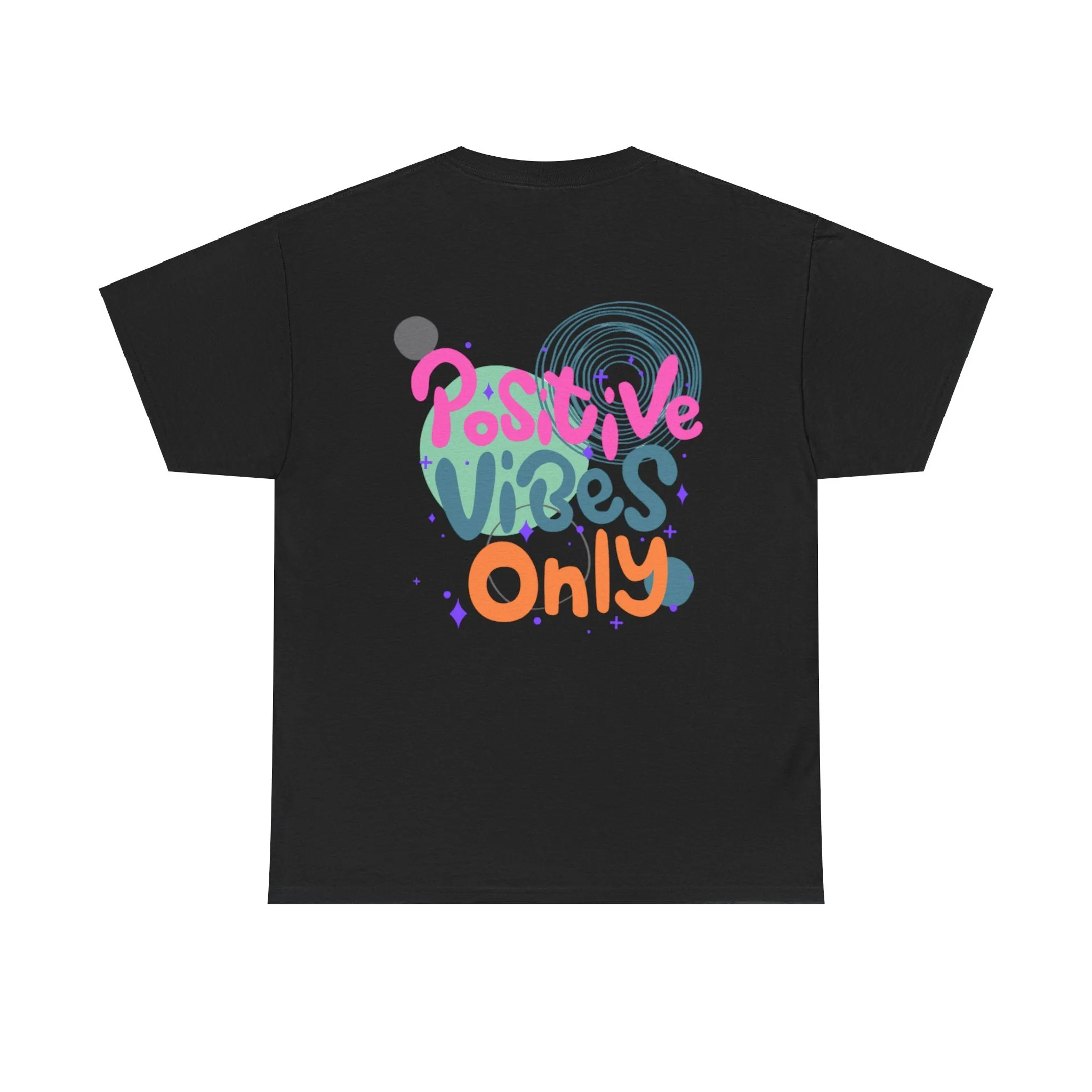 Graphic Tee - Colorful Abstract Shapes with Positive Vibes Quote