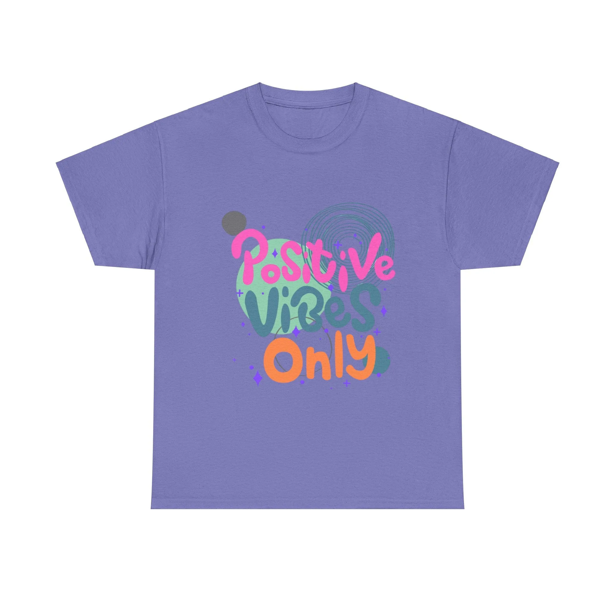 Graphic Tee - Colorful Abstract Shapes with Positive Vibes Quote