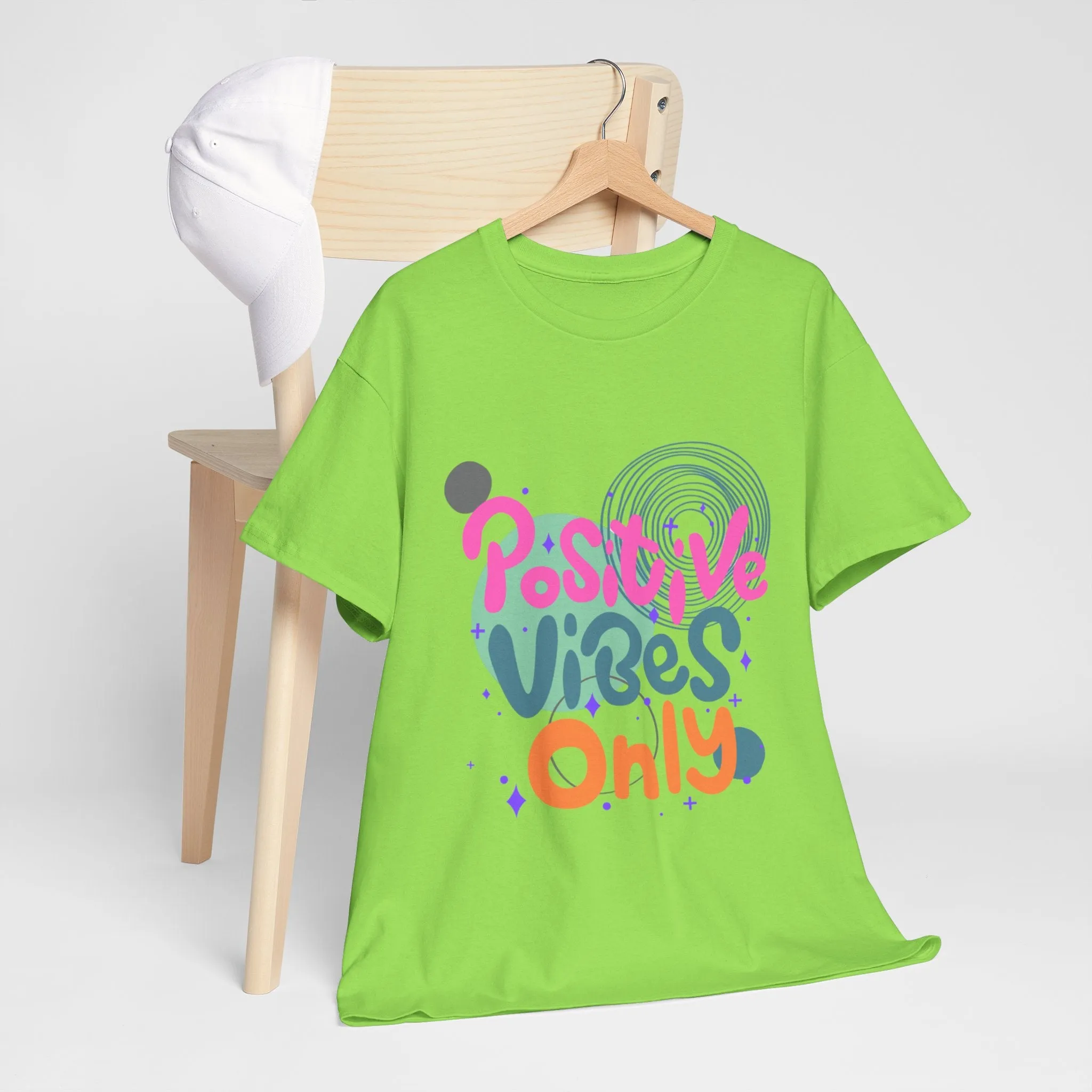 Graphic Tee - Colorful Abstract Shapes with Positive Vibes Quote