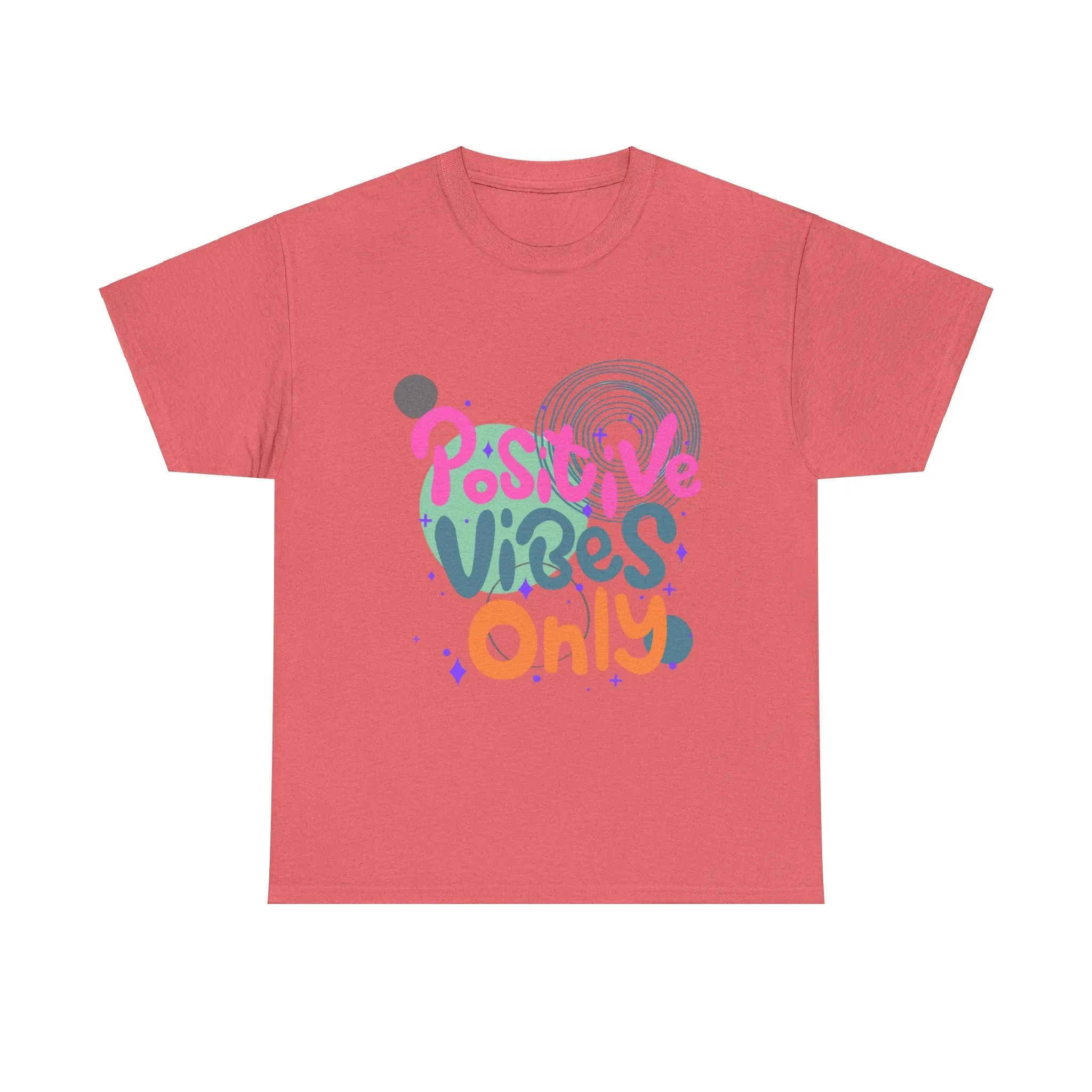 Graphic Tee - Colorful Abstract Shapes with Positive Vibes Quote