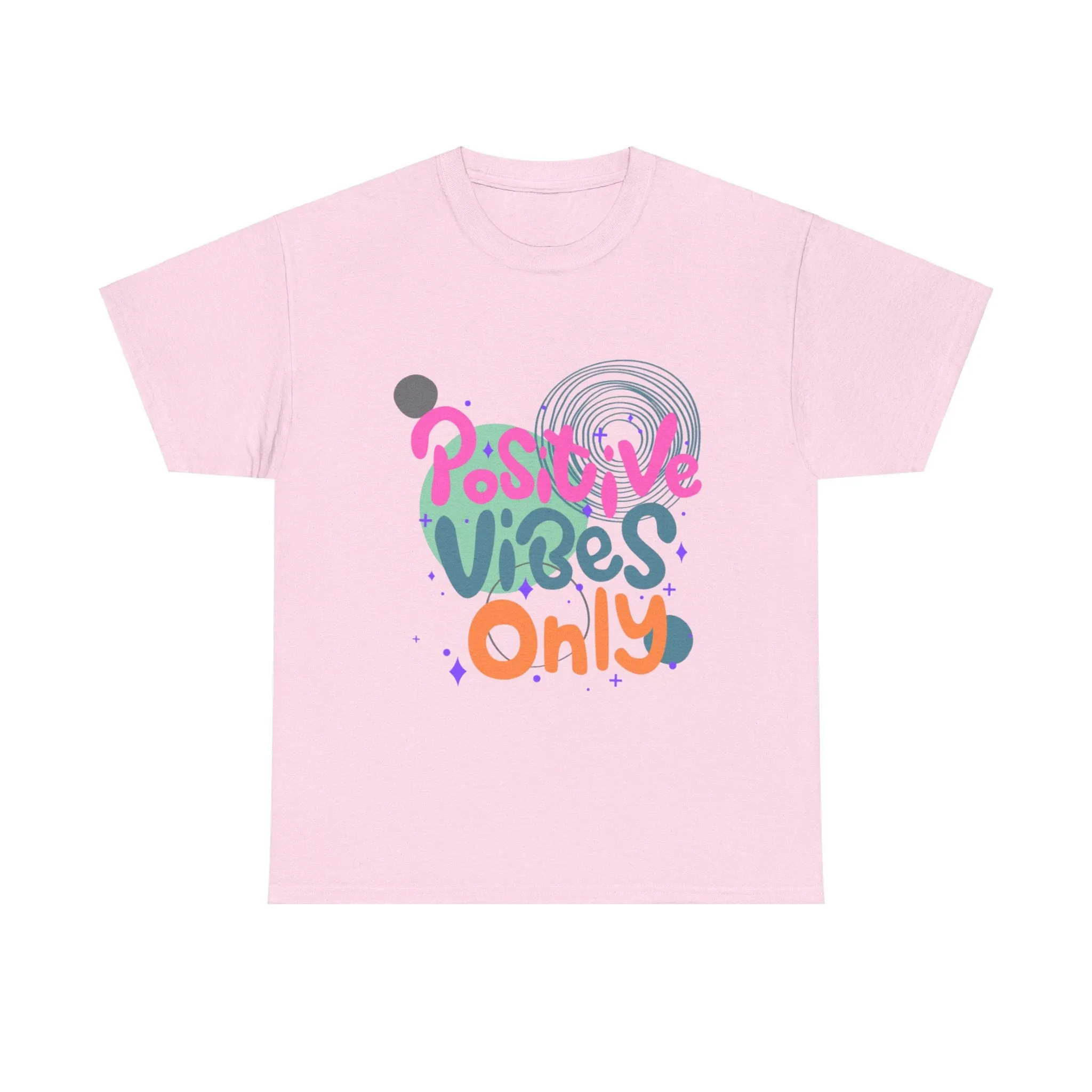 Graphic Tee - Colorful Abstract Shapes with Positive Vibes Quote