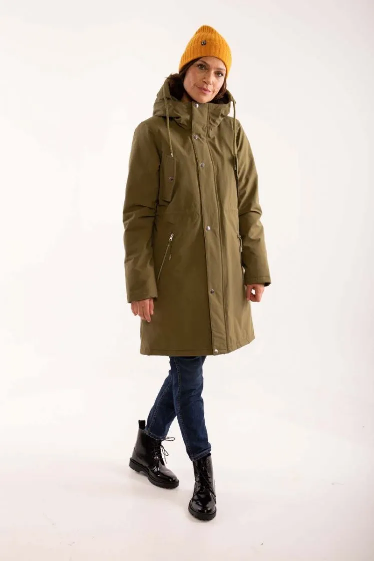 Groene lange winterjas | Danefae beate winter parka olive