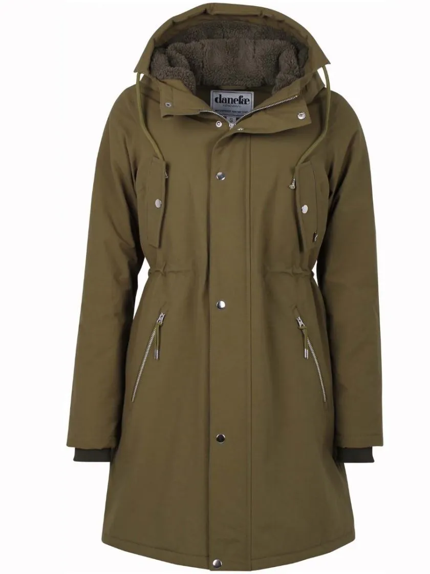 Groene lange winterjas | Danefae beate winter parka olive