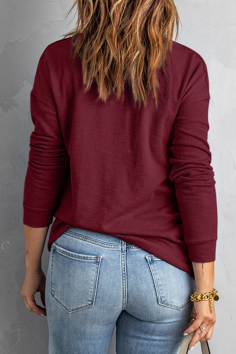 Half Button Collared Knit Top