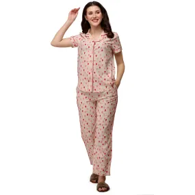 Half sleeve printed Shirt and Pyjama coordinate set with Pockets-NT-124