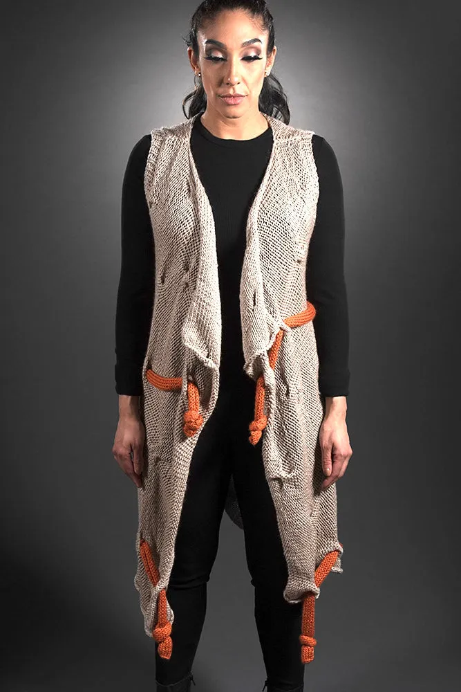 Hand Knit Vest with 3D Cables