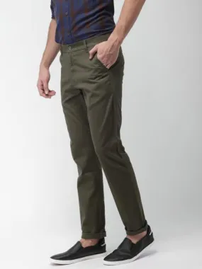 HIGHLANDER Men Olive Green Slim Fit Solid Chinos