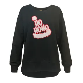 Ho Ho Hat Chenille Patch Black Boxy Crew