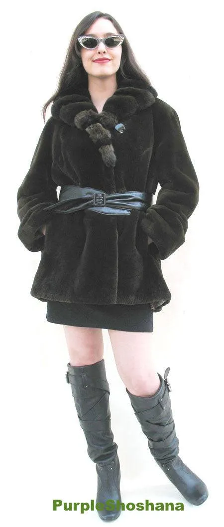 Hot! Candaian Sheared Beaver Fur Coat   Chinchilla M