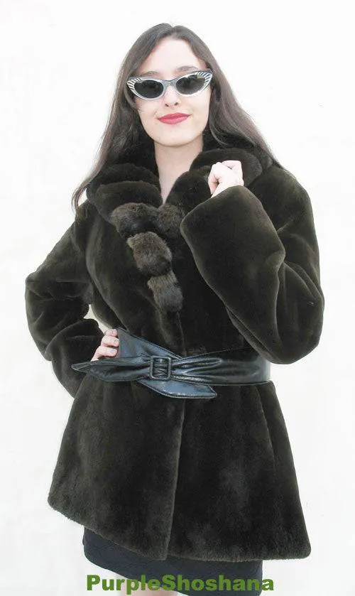 Hot! Candaian Sheared Beaver Fur Coat   Chinchilla M