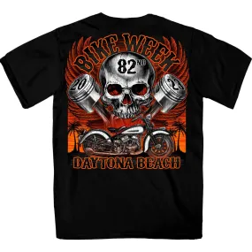 Hot Leathers EDM1188 Men's 2023 Daytona Bike Week Skull Pistons Black T-Shirt