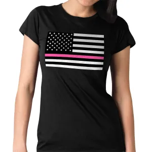 Hot Leathers GLR1515 Ladies Full Cut Thin Pink Line American Flag