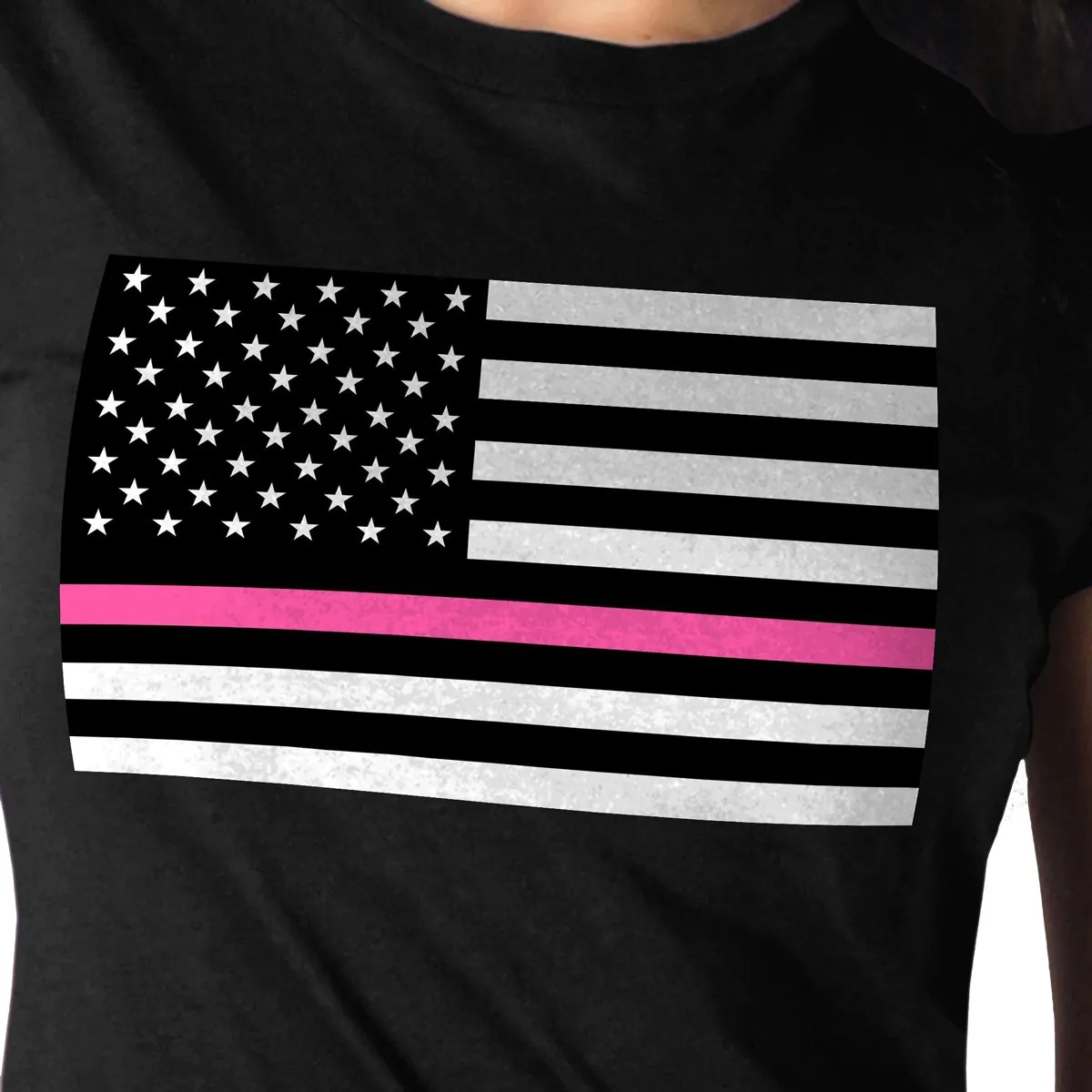 Hot Leathers GLR1515 Ladies Full Cut Thin Pink Line American Flag