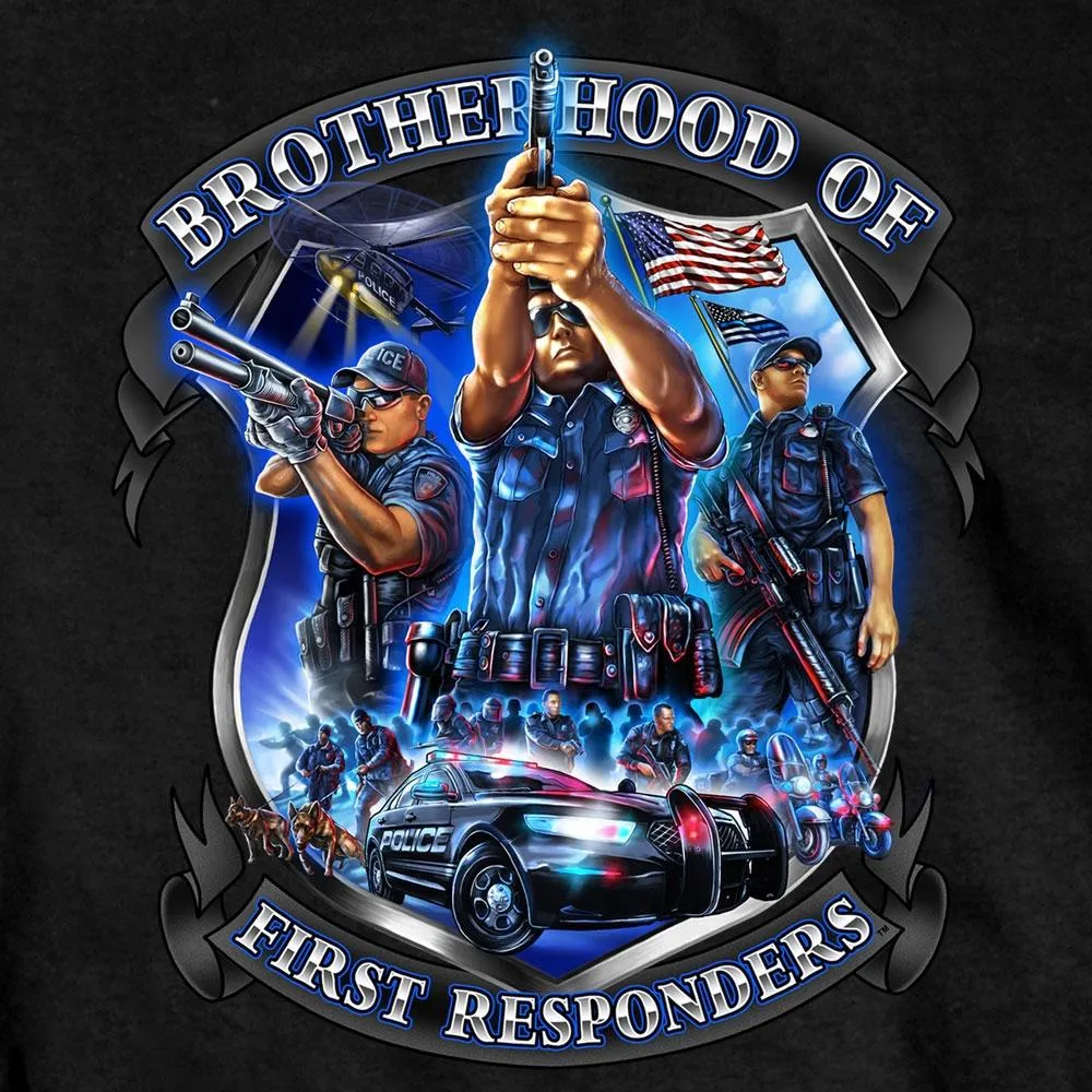 Hot Leathers GMD1449 Men's 'Brotherhood of First Responders Police' Black T-Shirt