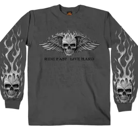 Hot Leathers GMS2118 Men’s ‘Bad Scratch’ Long Sleeve Charcoal T-Shirt