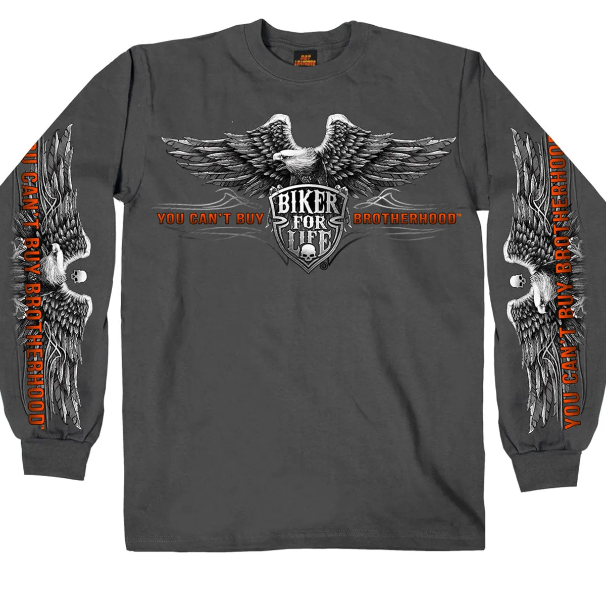 Hot Leathers GMS2295 Men’s ‘Brotherhood Eagle’ Long Sleeve Charcoal Shirt