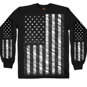 Hot Leathers GMS2393 Men’s ‘American Flag’ Long Sleeve Black Shirt