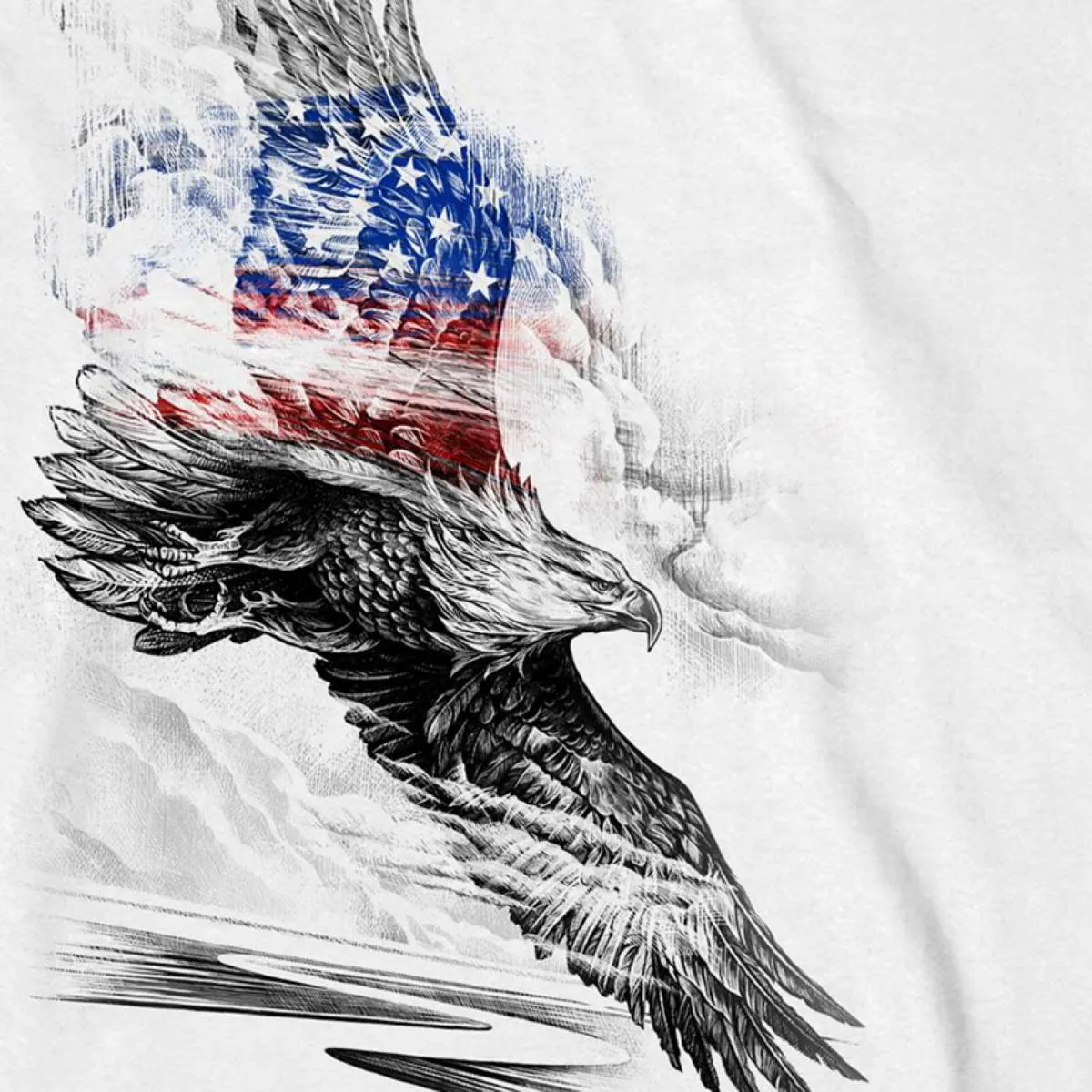 Hot Leathers GMS2479 Men's Long Sleeve Pencil Eagle Patriotic White