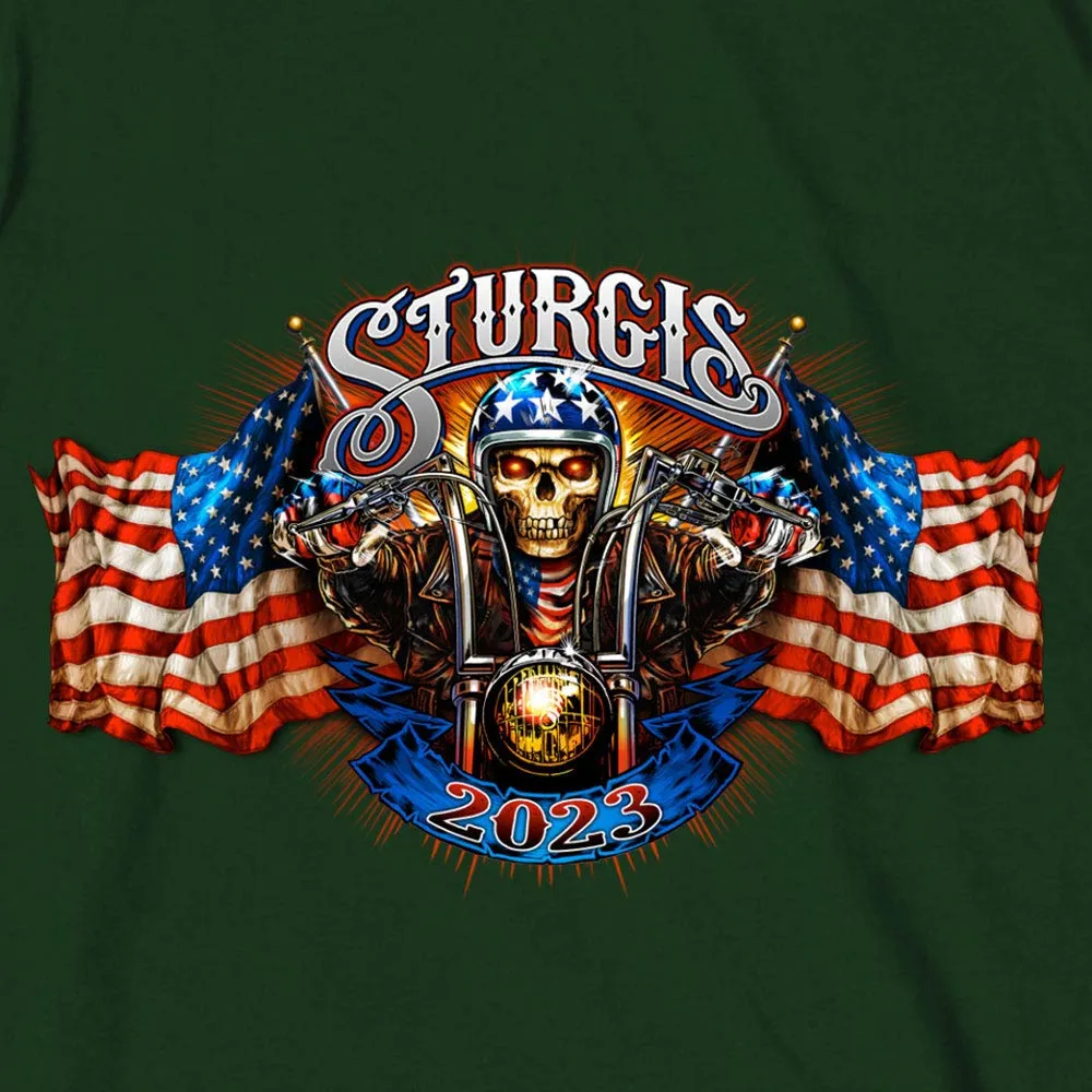 Hot Leathers SPB1069 Men’s Forest Green 2023 Sturgis # 1 Design America T-Shirt