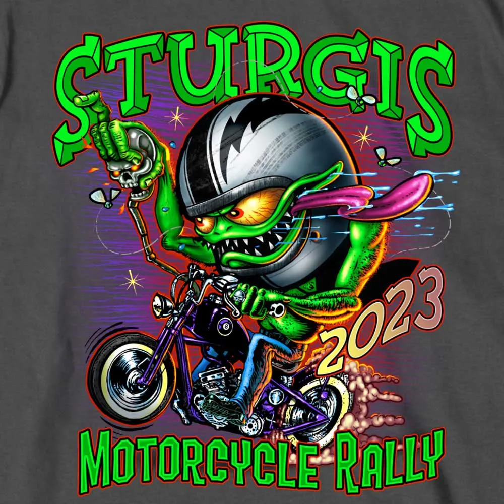 Hot Leathers SPB1079 Men’s Charcoal Sturgis 2023 Bobber Monster Short Sleeve T-Shirt