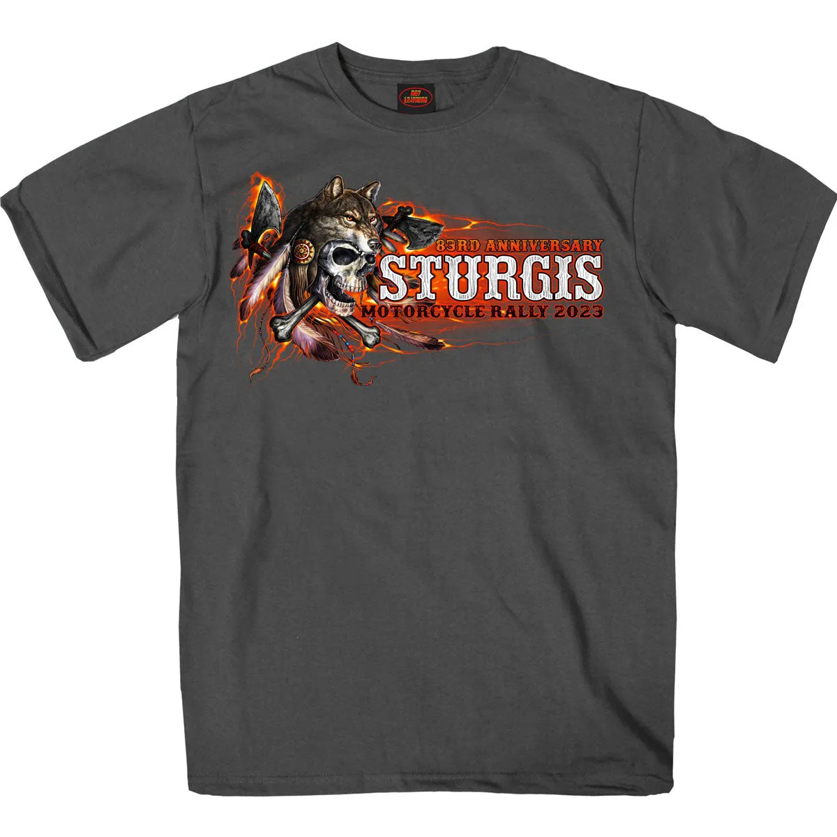 Hot Leathers SPB1088 Men’s Charoal 2023 Sturgis Native Wolf T-Shirt