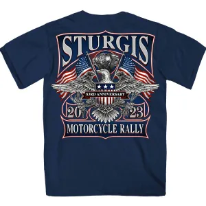 Hot Leathers SPB1104 Men’s 2023 Sturgis Vintage Patriot Navy Blue T-Shirt