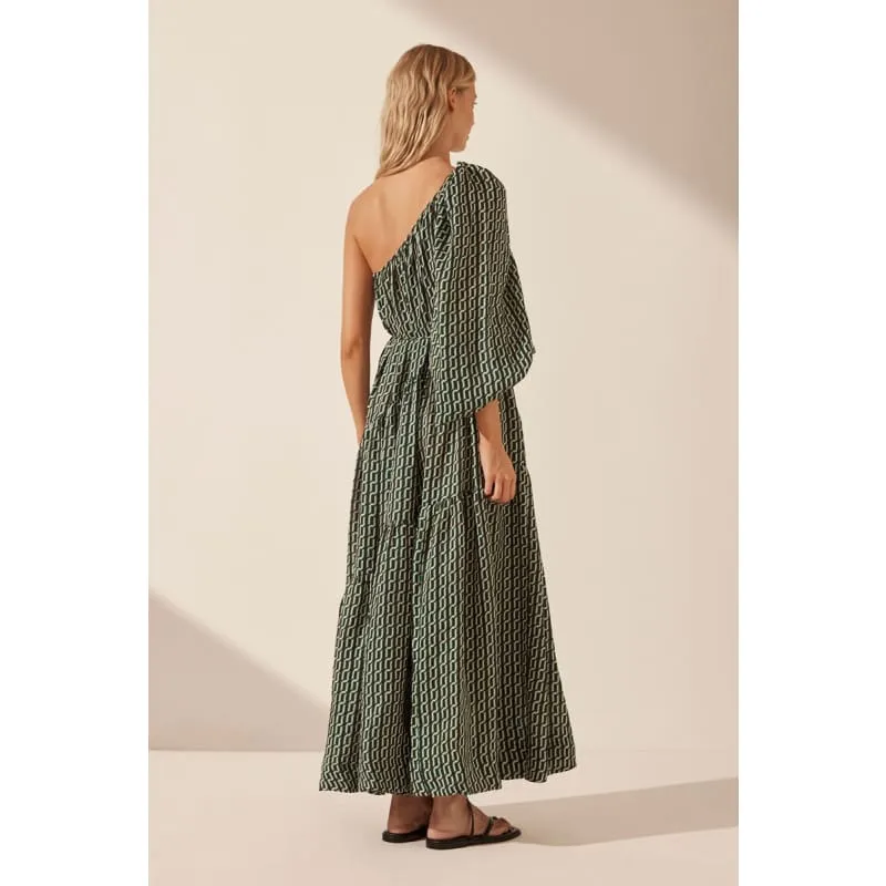 Ida Long Sleeve One Shoulder Tiered Maxi Dress