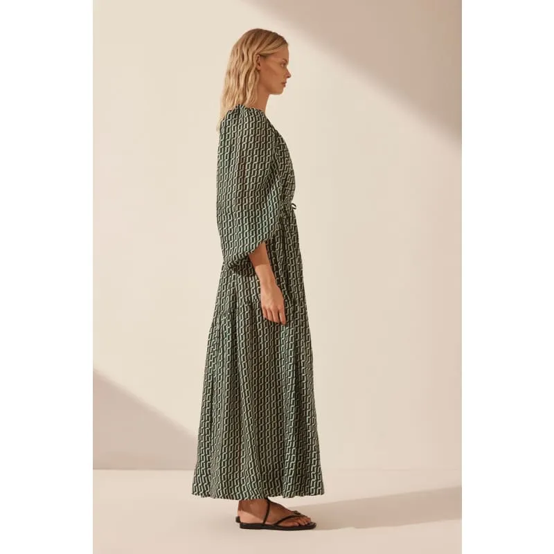 Ida Long Sleeve One Shoulder Tiered Maxi Dress