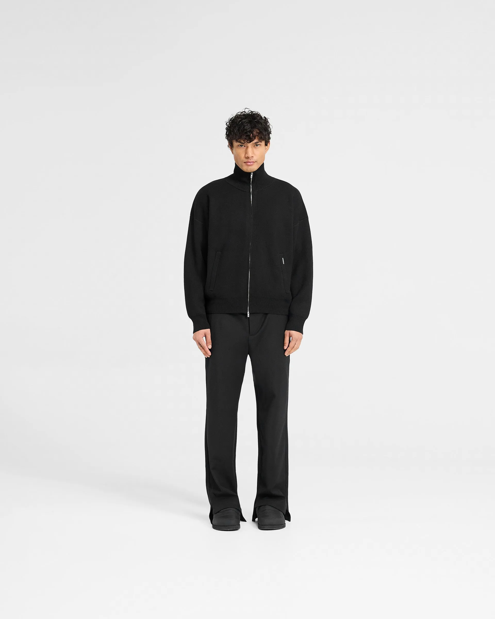 Initial Knitted Track Jacket - Jet Black