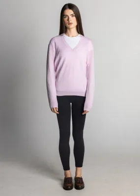 Isla Women's Scottish Made Cashmere V-Neck Jumper - Soft Pink