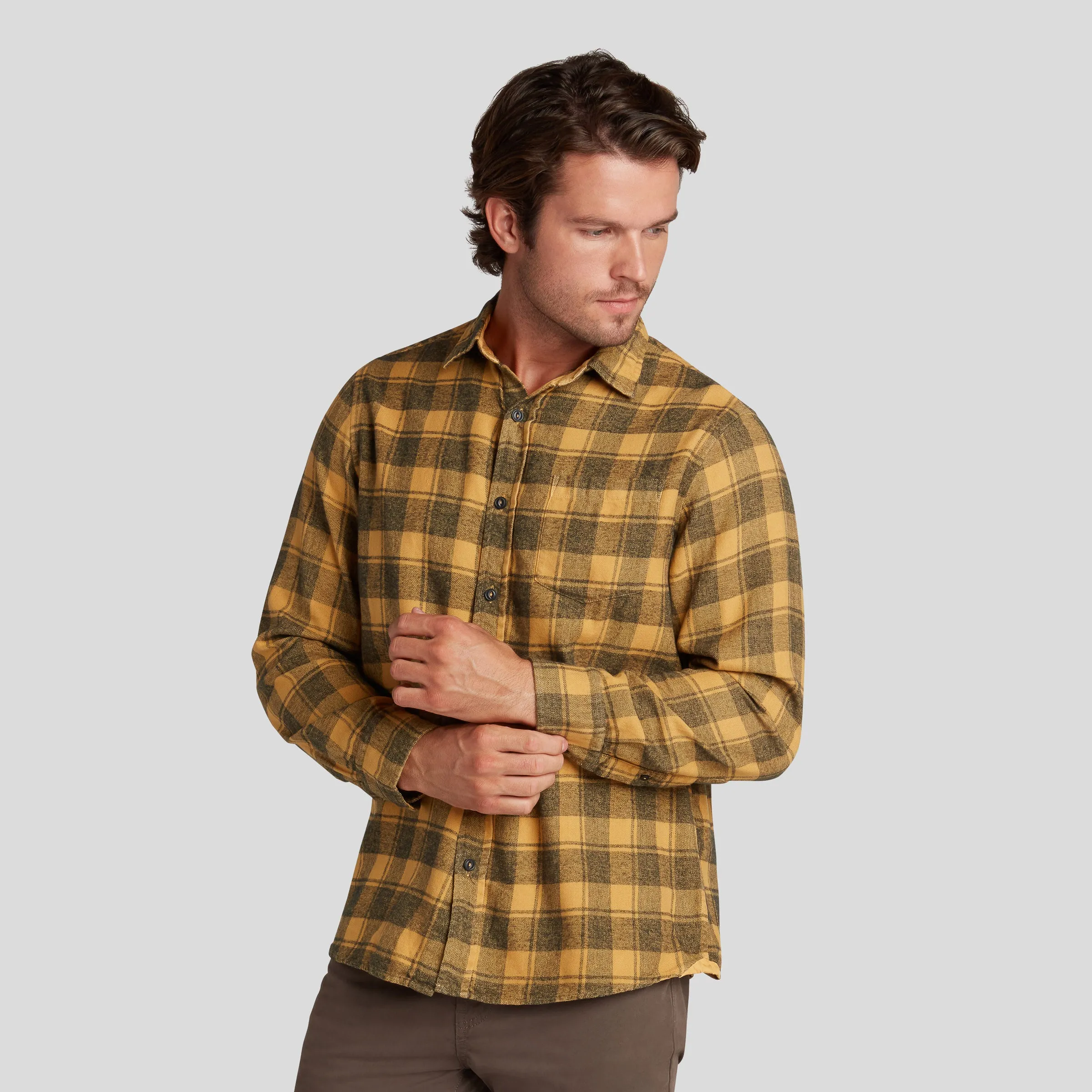 Jaspe Midweight Twill - Spruce Yellow Plaid