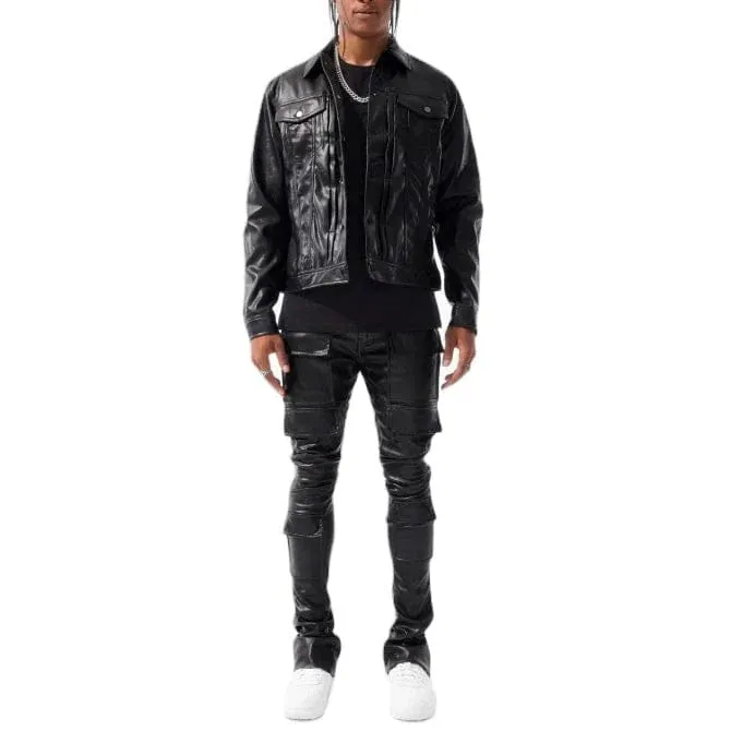 Jc Faux Leather Jacket (Black) - JJ1218BLK