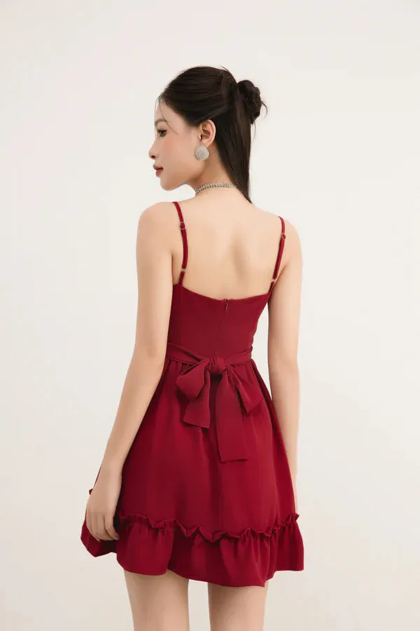 Jesminlia Babydoll Dress - Burgundy