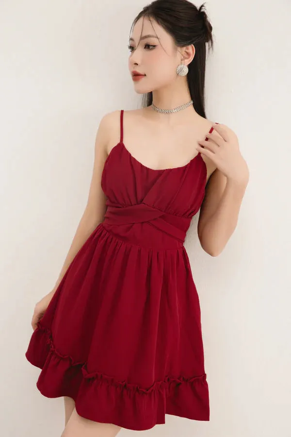 Jesminlia Babydoll Dress - Burgundy