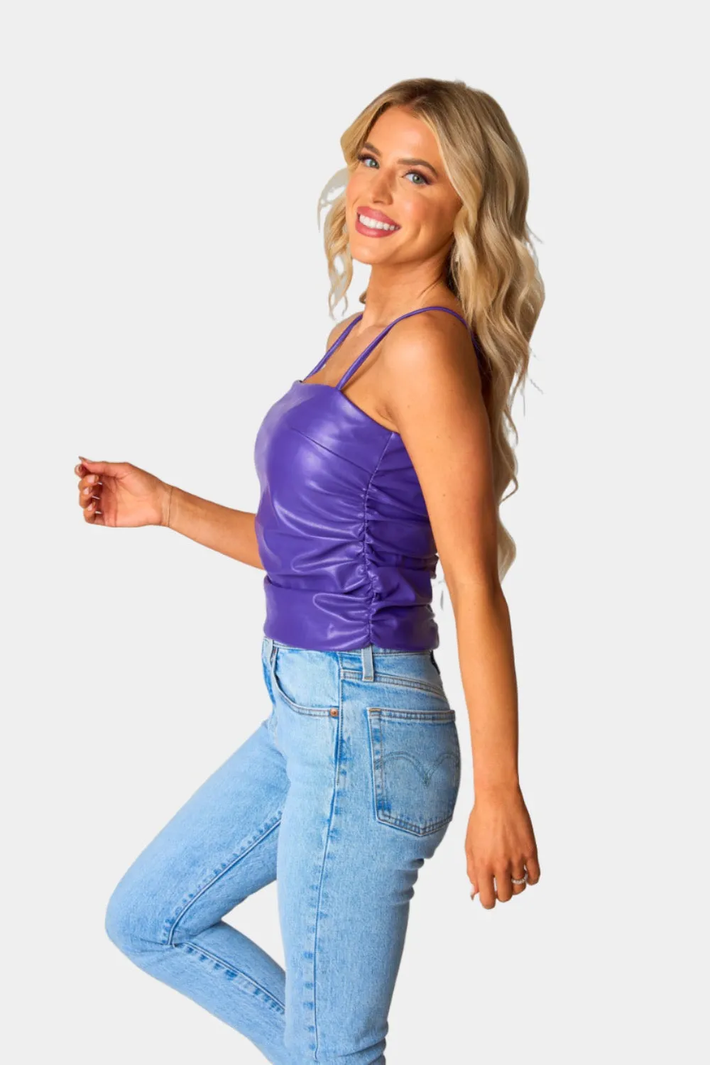 Jolee Vegan Leather Tank Top Purple