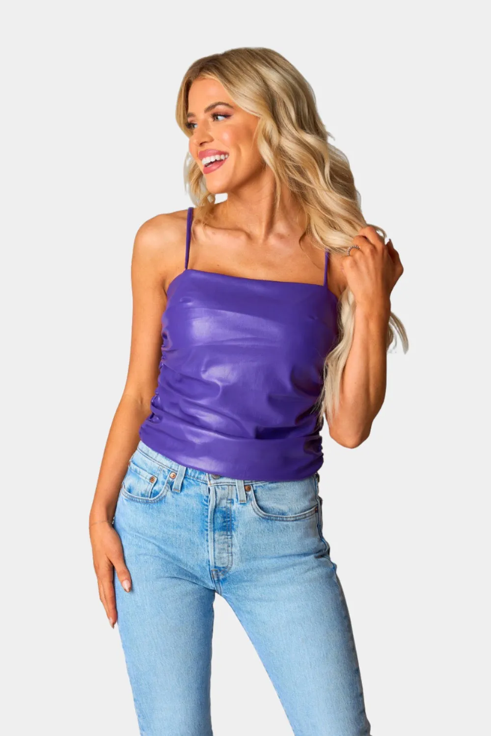 Jolee Vegan Leather Tank Top Purple