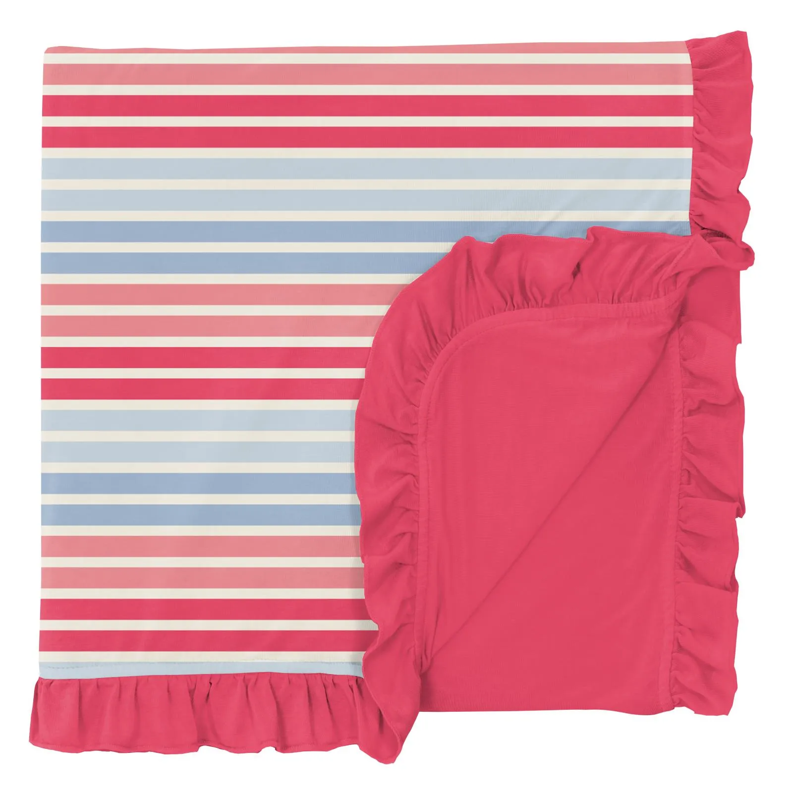 KicKee Pants Cotton Candy Stripe Ruffle Toddler Blanket