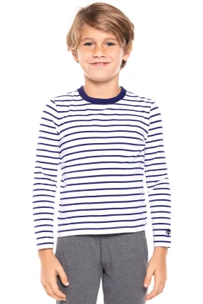 Kid's Coco Plum Everyday Long Sleeve T-Shirt  |  White/Navy Stripe