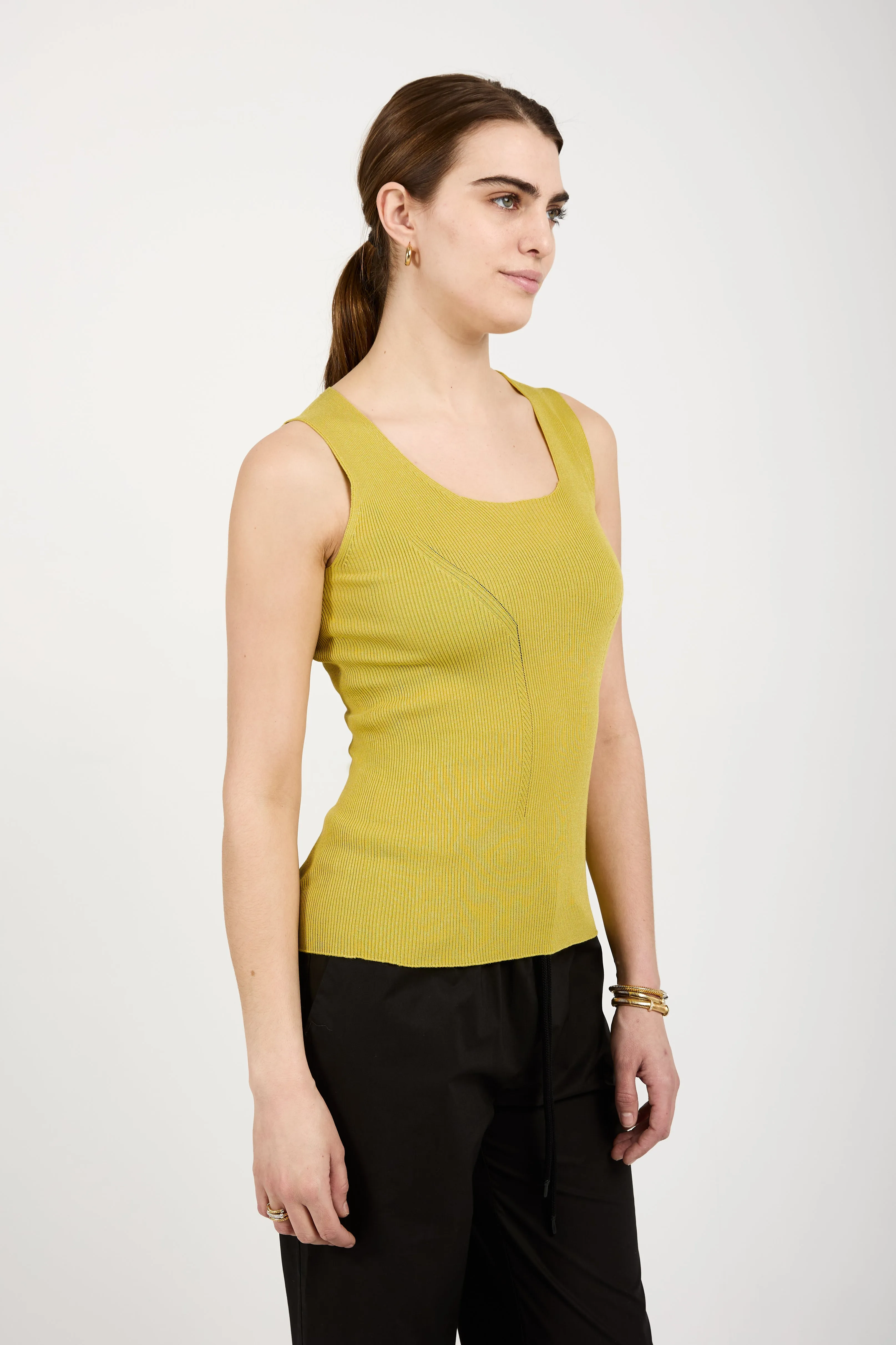 Knit Tank Top in Lime