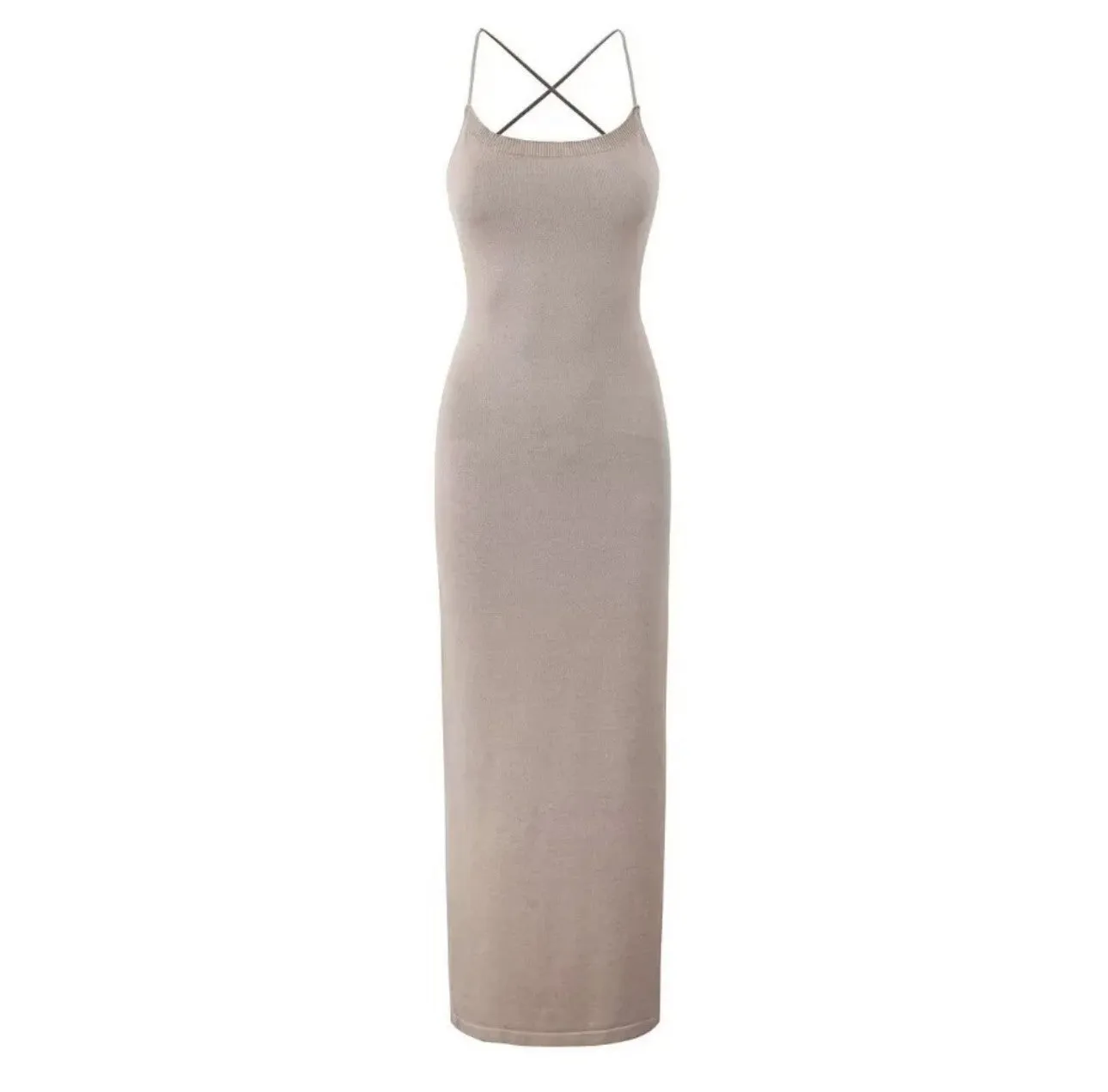 Knitted Slit Tie Back Maxi Dress - 2 Colour Ways