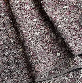 LAST PIECE 14" x 43" Aubergine Intricate Jacquard Kimono Faux Silk or Blend, from Japan  #817