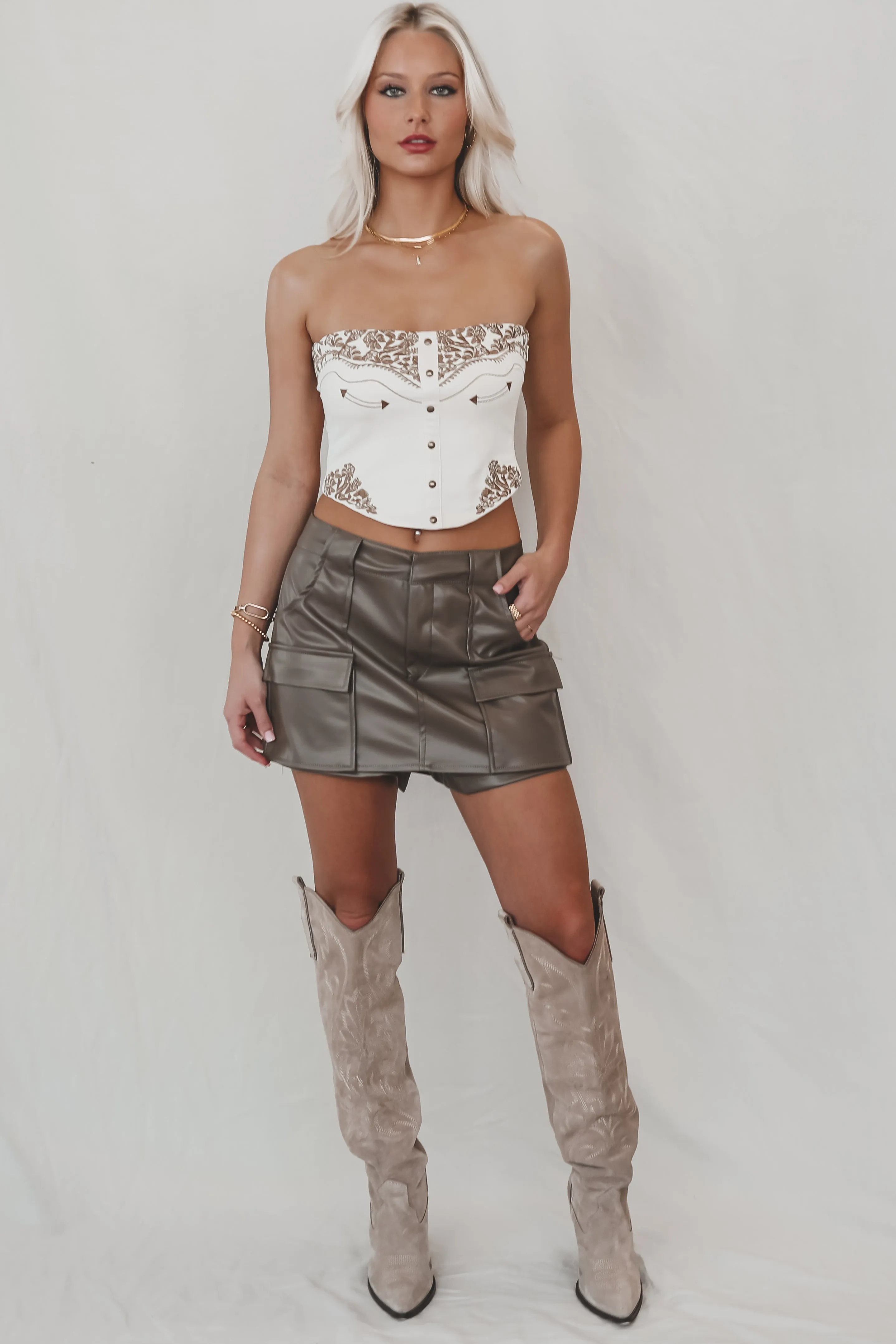 Lead Me To Your Closet Faux Leather Mini Skort