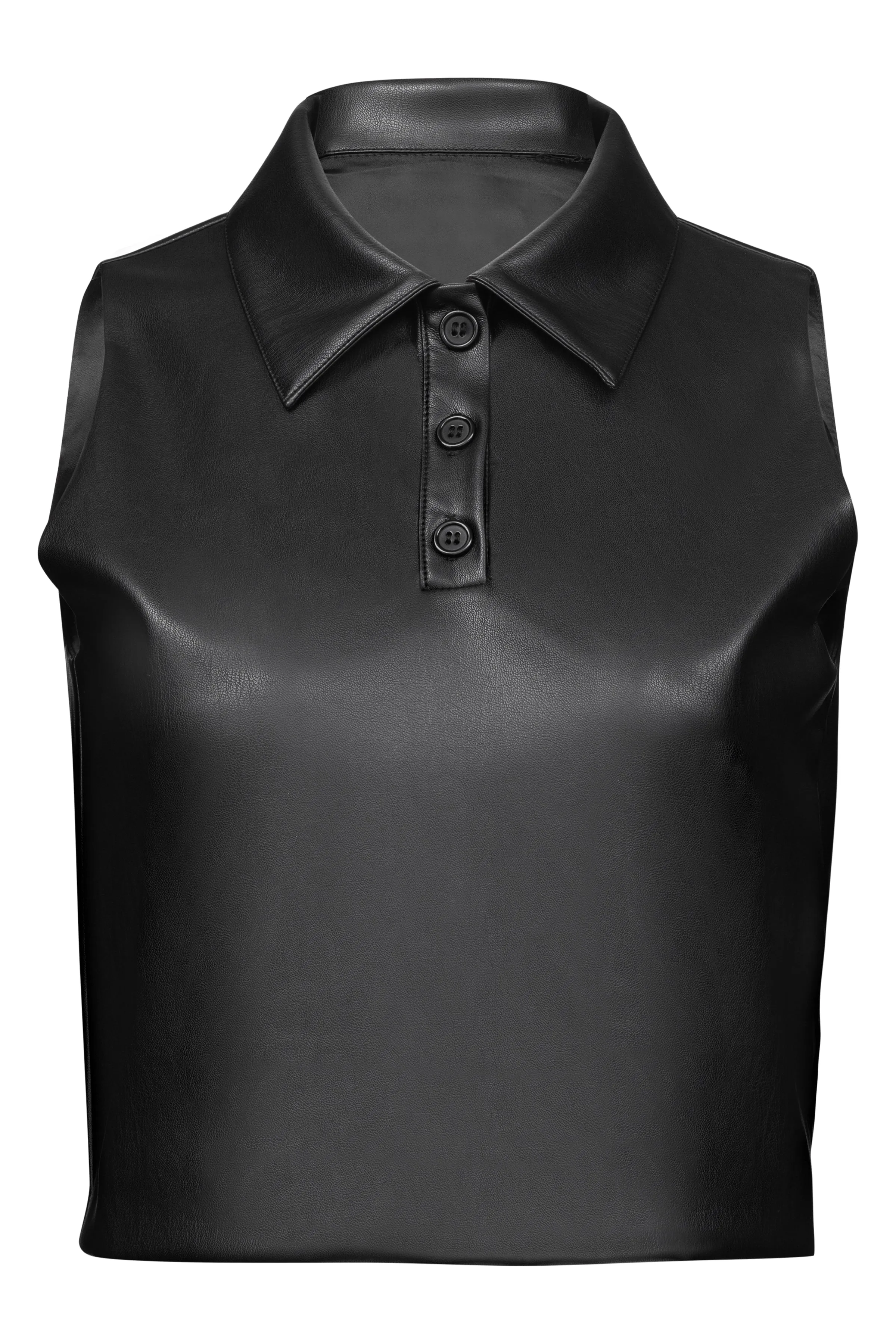 'Leather' Sleeveless Polo