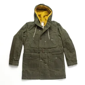 Lined Waxed Parka in Olive