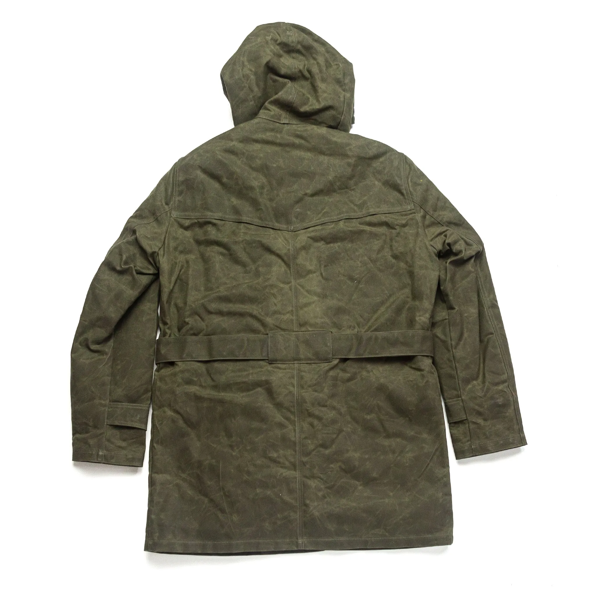 Lined Waxed Parka in Olive