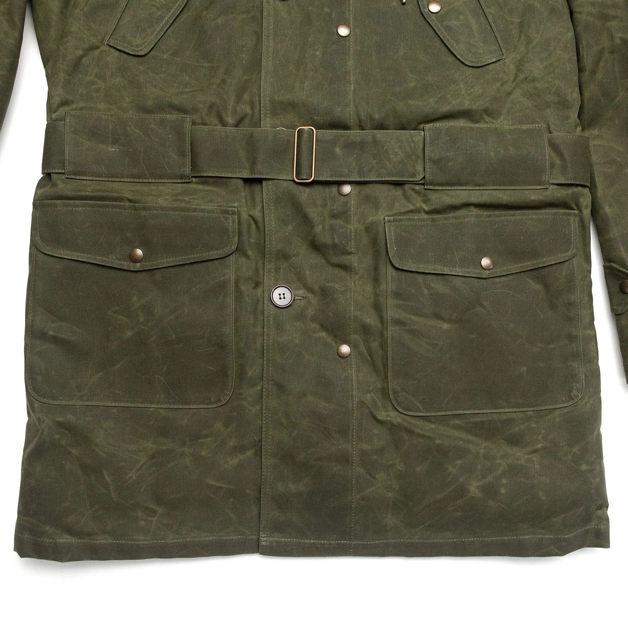 Lined Waxed Parka in Olive