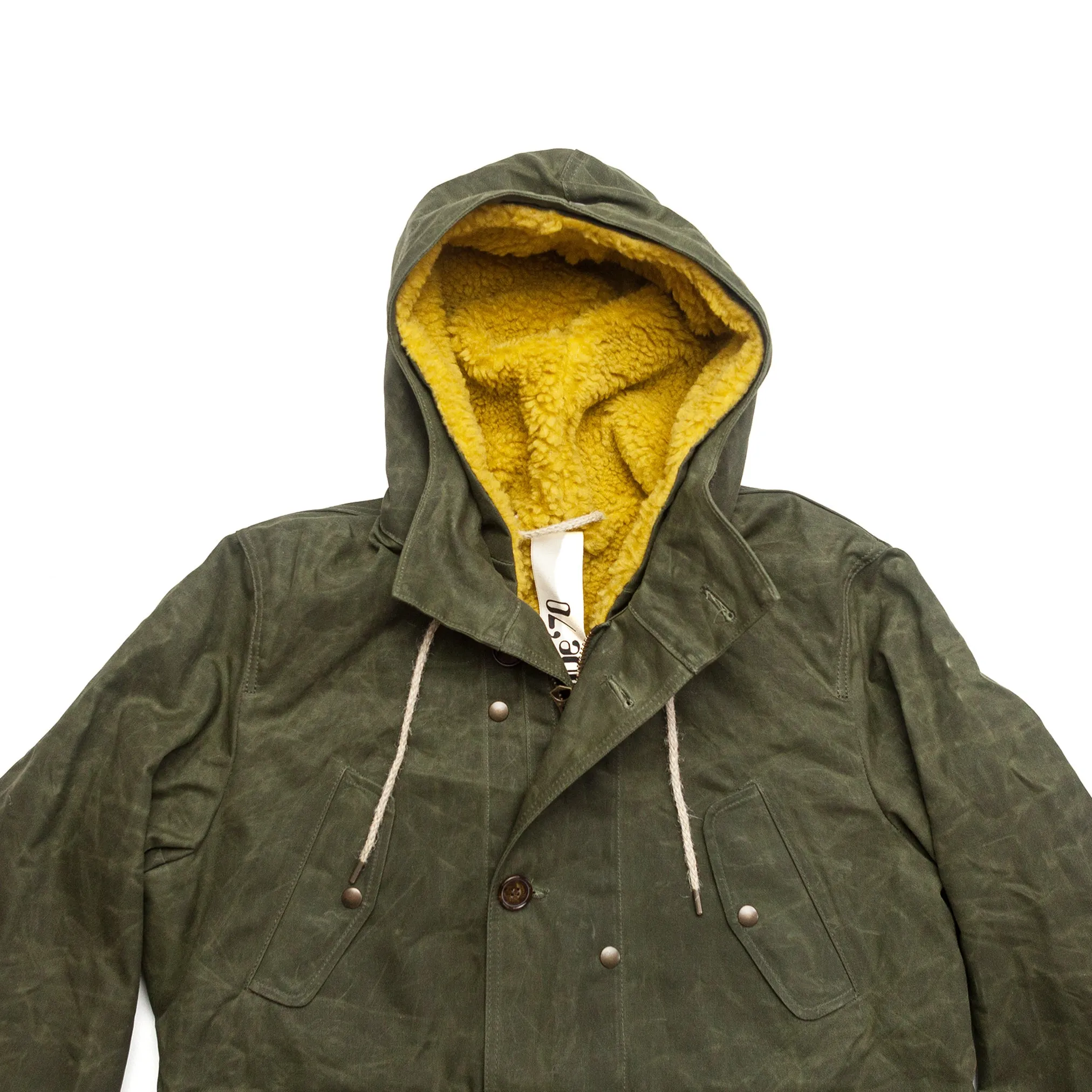 Lined Waxed Parka in Olive