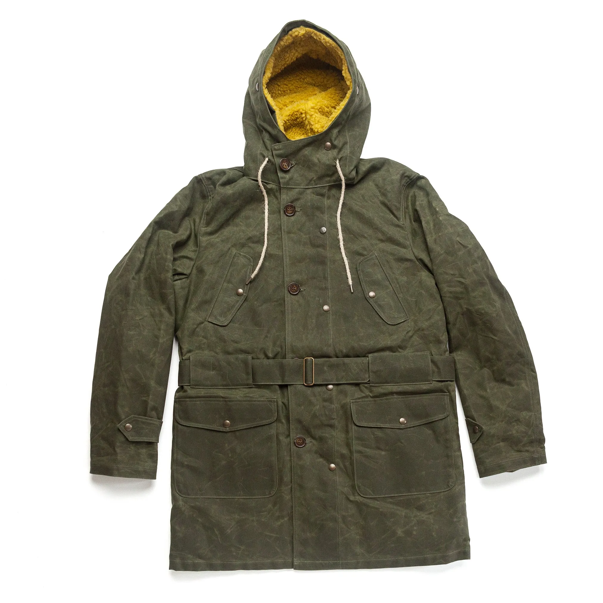 Lined Waxed Parka in Olive