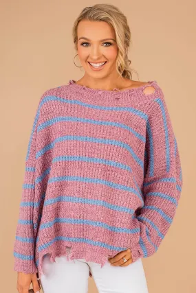 Living Free Mauve Pink Striped Sweater