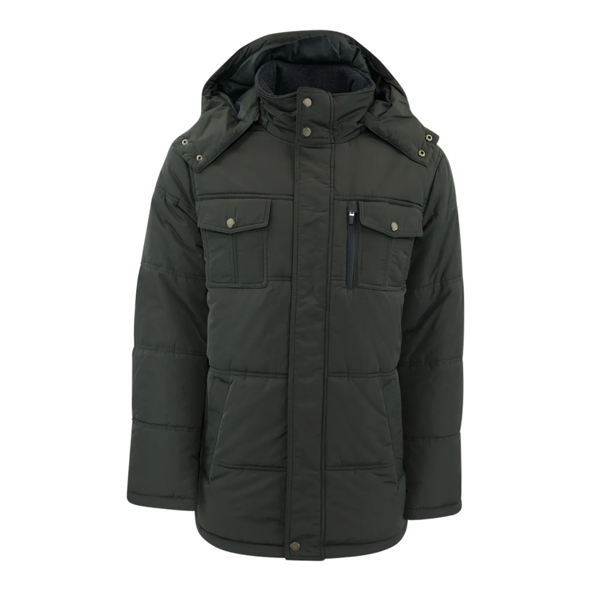 London Fog Men's Big and Tall Puffer Parka Olive XLT